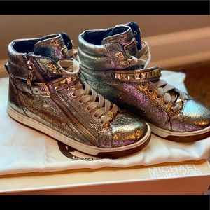 Micheal Kors Urban Studded High Tops in Champagne